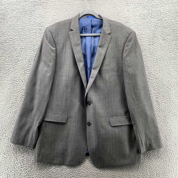 Vince Camuto Jacket Adult 48L Gray Striped Wool Slim Fit Blazer Coat Formal Mens - Picture 2 of 13